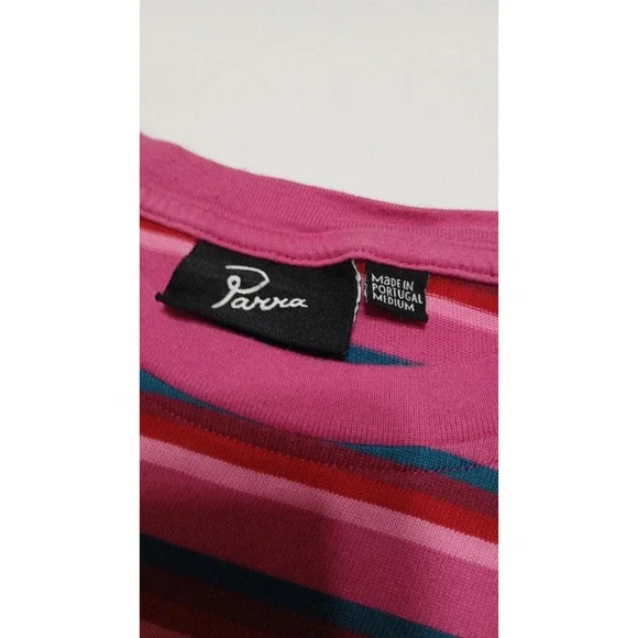 Parra Men's 100% Cotton Mid Weight Pink Striped Long Sleeve‎ Shirt Size Medium - Picture 3 of 9
